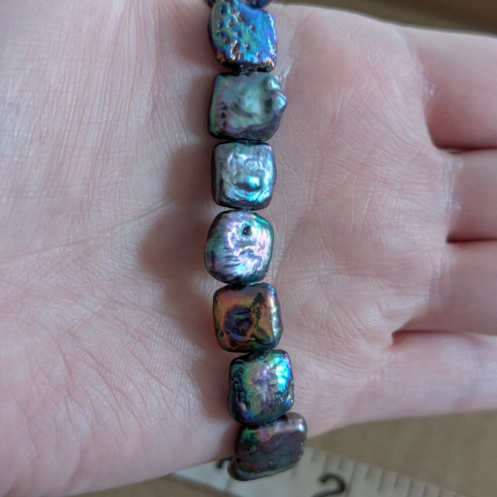 Natural gray-blue pearls - square - unique really pretty